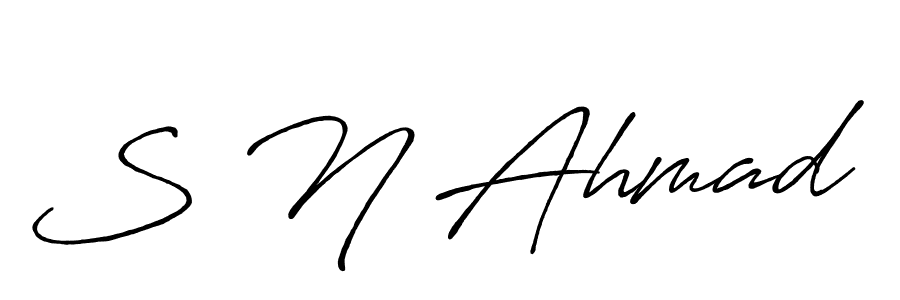 Use a signature maker to create a handwritten signature online. With this signature software, you can design (Antro_Vectra_Bolder) your own signature for name S N Ahmad. S N Ahmad signature style 7 images and pictures png