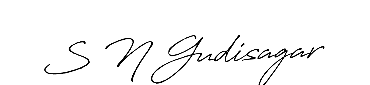 Create a beautiful signature design for name S N Gudisagar. With this signature (Antro_Vectra_Bolder) fonts, you can make a handwritten signature for free. S N Gudisagar signature style 7 images and pictures png