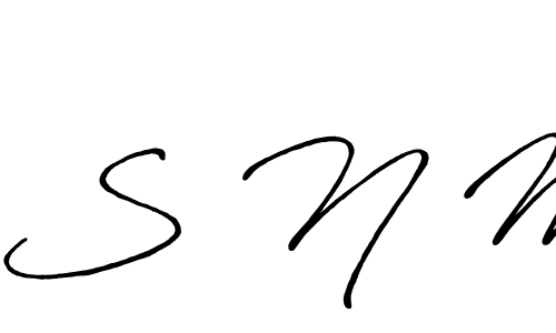 Make a beautiful signature design for name S N M. With this signature (Antro_Vectra_Bolder) style, you can create a handwritten signature for free. S N M signature style 7 images and pictures png