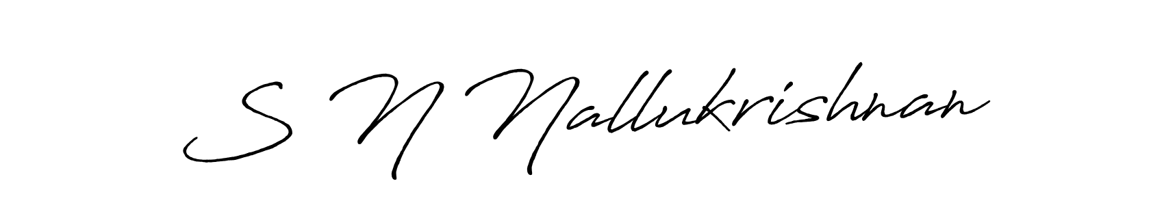 The best way (Antro_Vectra_Bolder) to make a short signature is to pick only two or three words in your name. The name S N Nallukrishnan include a total of six letters. For converting this name. S N Nallukrishnan signature style 7 images and pictures png