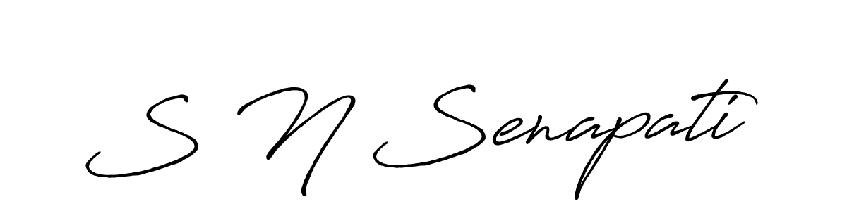 The best way (Antro_Vectra_Bolder) to make a short signature is to pick only two or three words in your name. The name S N Senapati include a total of six letters. For converting this name. S N Senapati signature style 7 images and pictures png