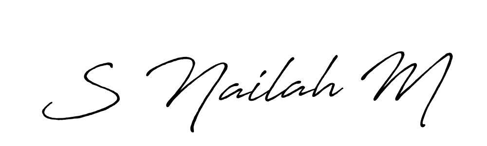 Also You can easily find your signature by using the search form. We will create S Nailah M name handwritten signature images for you free of cost using Antro_Vectra_Bolder sign style. S Nailah M signature style 7 images and pictures png