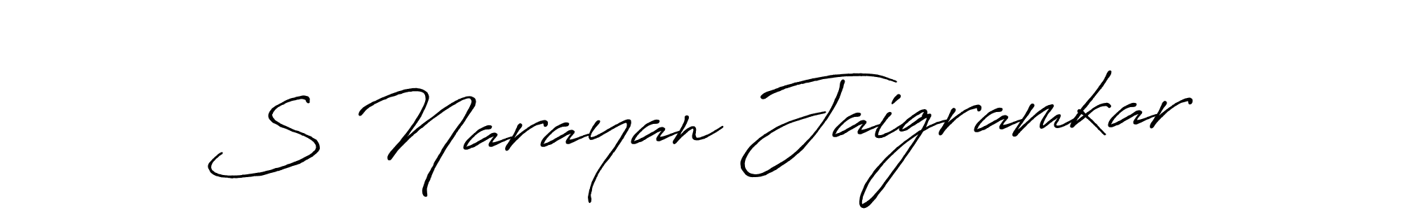 How to make S Narayan Jaigramkar name signature. Use Antro_Vectra_Bolder style for creating short signs online. This is the latest handwritten sign. S Narayan Jaigramkar signature style 7 images and pictures png