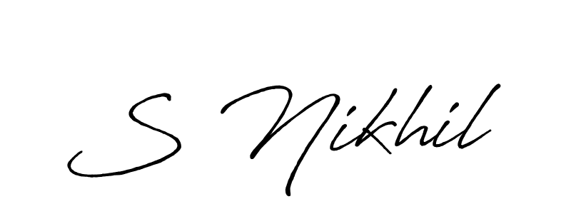 Also You can easily find your signature by using the search form. We will create S Nikhil name handwritten signature images for you free of cost using Antro_Vectra_Bolder sign style. S Nikhil signature style 7 images and pictures png