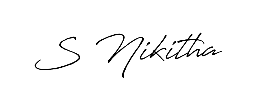Use a signature maker to create a handwritten signature online. With this signature software, you can design (Antro_Vectra_Bolder) your own signature for name S Nikitha. S Nikitha signature style 7 images and pictures png
