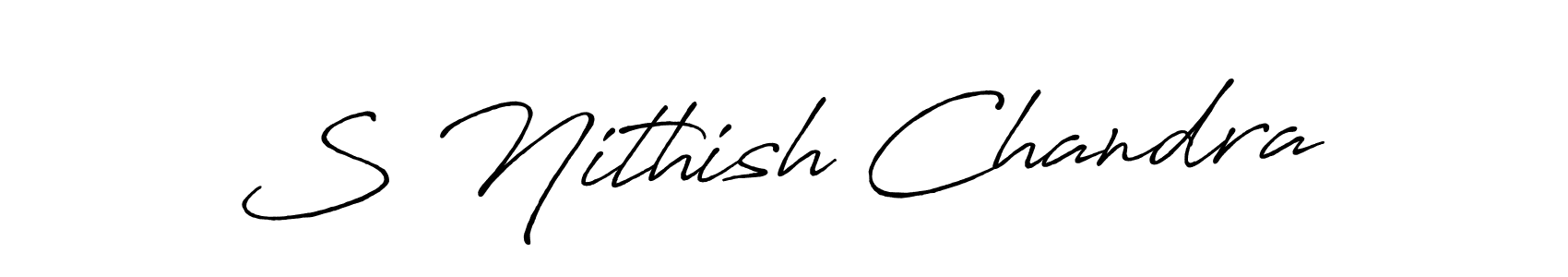 The best way (Antro_Vectra_Bolder) to make a short signature is to pick only two or three words in your name. The name S Nithish Chandra include a total of six letters. For converting this name. S Nithish Chandra signature style 7 images and pictures png