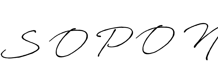 How to make S O P O N name signature. Use Antro_Vectra_Bolder style for creating short signs online. This is the latest handwritten sign. S O P O N signature style 7 images and pictures png