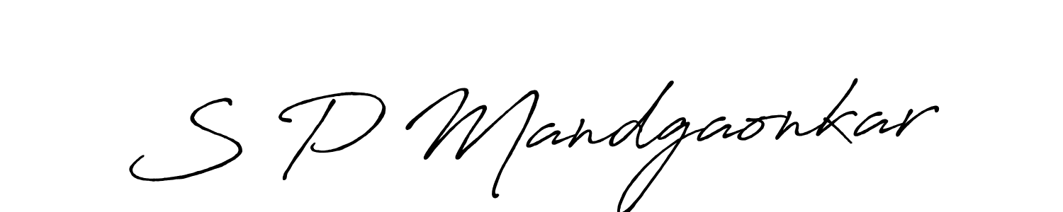The best way (Antro_Vectra_Bolder) to make a short signature is to pick only two or three words in your name. The name S P Mandgaonkar include a total of six letters. For converting this name. S P Mandgaonkar signature style 7 images and pictures png