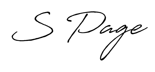 Looking for an artistic signature for S Page? The Antro_Vectra_Bolder calligraphy style gives a sophisticated flow suitable for business cards and emails. S Page signature style 7 images and pictures png