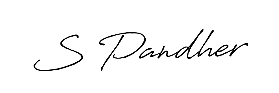 Create a beautiful signature design for name S Pandher. With this signature (Antro_Vectra_Bolder) fonts, you can make a handwritten signature for free. S Pandher signature style 7 images and pictures png