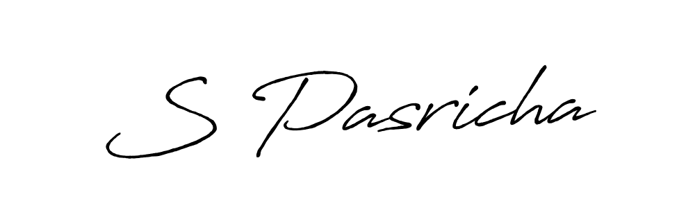 The best way (Antro_Vectra_Bolder) to make a short signature is to pick only two or three words in your name. The name S Pasricha include a total of six letters. For converting this name. S Pasricha signature style 7 images and pictures png