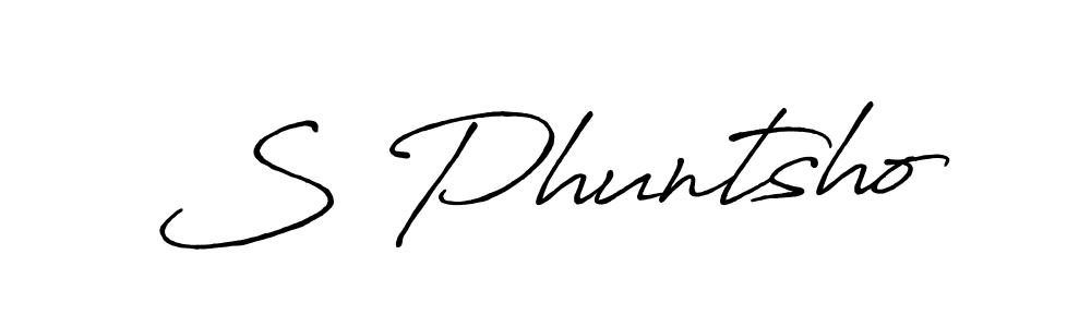 How to make S Phuntsho name signature. Use Antro_Vectra_Bolder style for creating short signs online. This is the latest handwritten sign. S Phuntsho signature style 7 images and pictures png