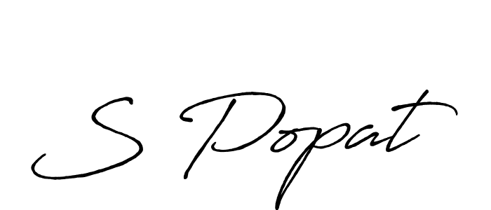 How to make S Popat name signature. Use Antro_Vectra_Bolder style for creating short signs online. This is the latest handwritten sign. S Popat signature style 7 images and pictures png