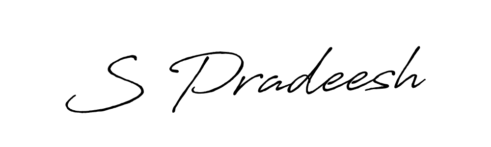 The best way (Antro_Vectra_Bolder) to make a short signature is to pick only two or three words in your name. The name S Pradeesh include a total of six letters. For converting this name. S Pradeesh signature style 7 images and pictures png