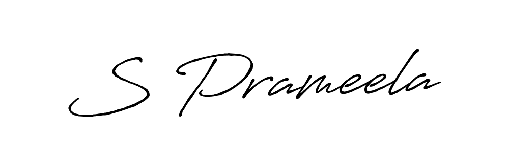 The best way (Antro_Vectra_Bolder) to make a short signature is to pick only two or three words in your name. The name S Prameela include a total of six letters. For converting this name. S Prameela signature style 7 images and pictures png