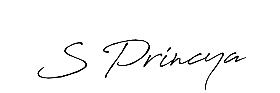 How to make S Princya name signature. Use Antro_Vectra_Bolder style for creating short signs online. This is the latest handwritten sign. S Princya signature style 7 images and pictures png
