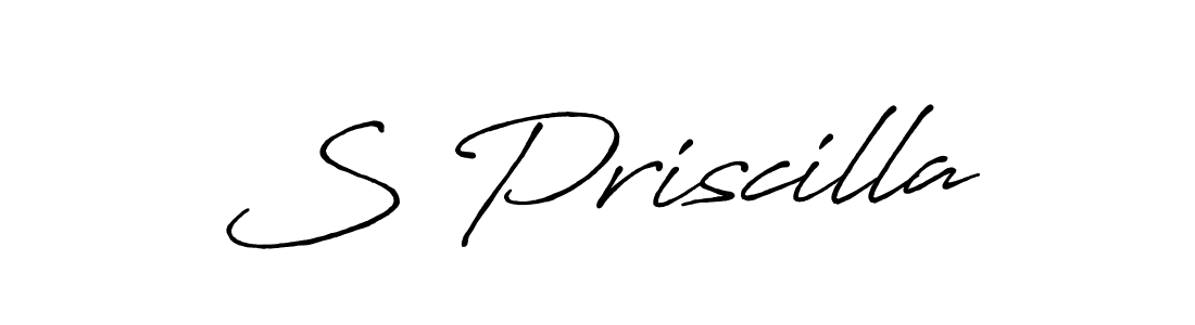 The best way (Antro_Vectra_Bolder) to make a short signature is to pick only two or three words in your name. The name S Priscilla include a total of six letters. For converting this name. S Priscilla signature style 7 images and pictures png