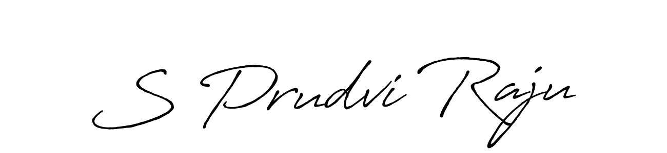 The best way (Antro_Vectra_Bolder) to make a short signature is to pick only two or three words in your name. The name S Prudvi Raju include a total of six letters. For converting this name. S Prudvi Raju signature style 7 images and pictures png