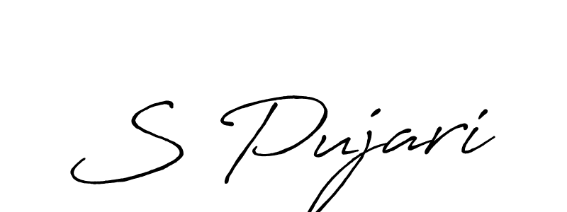 How to make S Pujari name signature. Use Antro_Vectra_Bolder style for creating short signs online. This is the latest handwritten sign. S Pujari signature style 7 images and pictures png