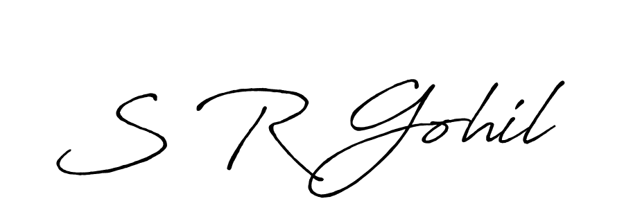 The best way (Antro_Vectra_Bolder) to make a short signature is to pick only two or three words in your name. The name S R Gohil include a total of six letters. For converting this name. S R Gohil signature style 7 images and pictures png