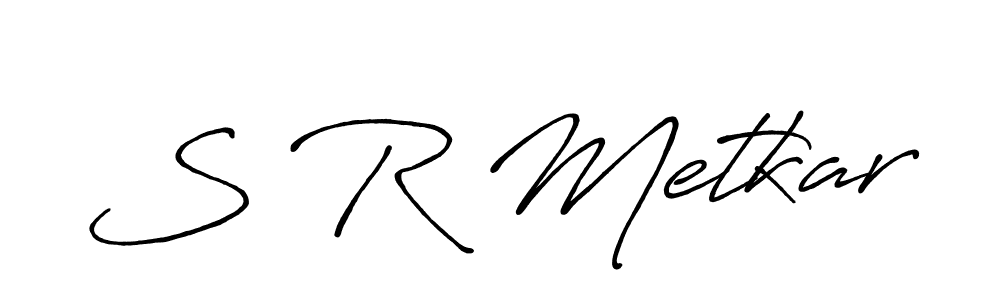 How to make S R Metkar name signature. Use Antro_Vectra_Bolder style for creating short signs online. This is the latest handwritten sign. S R Metkar signature style 7 images and pictures png