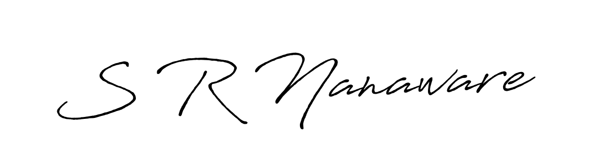 Make a beautiful signature design for name S R Nanaware. With this signature (Antro_Vectra_Bolder) style, you can create a handwritten signature for free. S R Nanaware signature style 7 images and pictures png