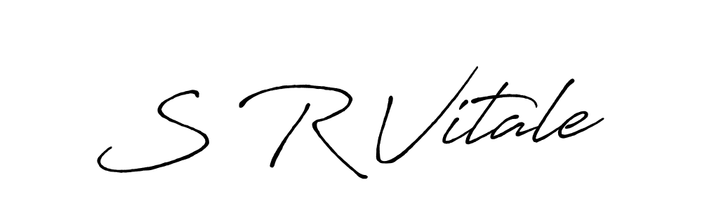 How to make S R Vitale name signature. Use Antro_Vectra_Bolder style for creating short signs online. This is the latest handwritten sign. S R Vitale signature style 7 images and pictures png