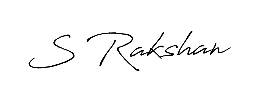 How to make S Rakshan name signature. Use Antro_Vectra_Bolder style for creating short signs online. This is the latest handwritten sign. S Rakshan signature style 7 images and pictures png
