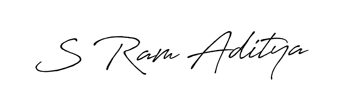 Use a signature maker to create a handwritten signature online. With this signature software, you can design (Antro_Vectra_Bolder) your own signature for name S Ram Aditya. S Ram Aditya signature style 7 images and pictures png