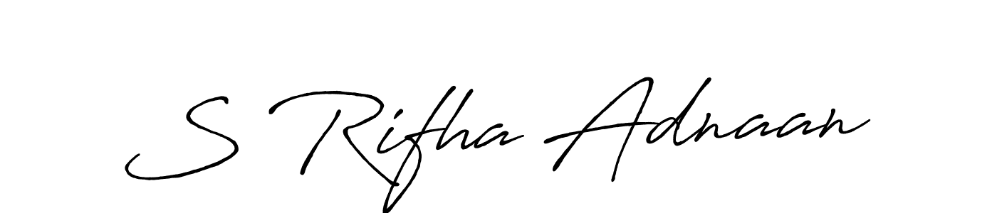 Make a beautiful signature design for name S Rifha Adnaan. With this signature (Antro_Vectra_Bolder) style, you can create a handwritten signature for free. S Rifha Adnaan signature style 7 images and pictures png