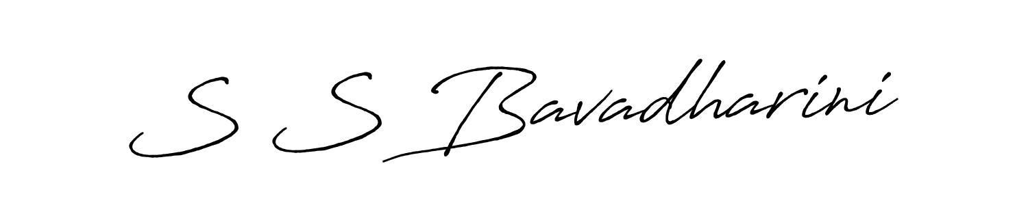 The best way (Antro_Vectra_Bolder) to make a short signature is to pick only two or three words in your name. The name S S Bavadharini include a total of six letters. For converting this name. S S Bavadharini signature style 7 images and pictures png