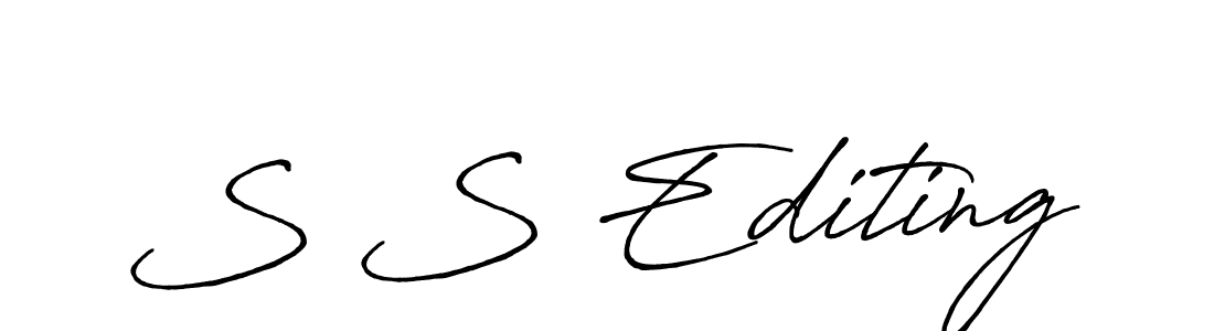 The best way (Antro_Vectra_Bolder) to make a short signature is to pick only two or three words in your name. The name S S Editing include a total of six letters. For converting this name. S S Editing signature style 7 images and pictures png