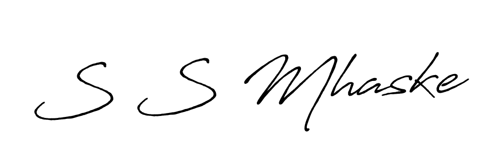 if you are searching for the best signature style for your name S S Mhaske. so please give up your signature search. here we have designed multiple signature styles  using Antro_Vectra_Bolder. S S Mhaske signature style 7 images and pictures png