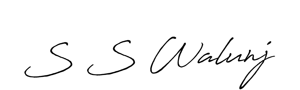 The best way (Antro_Vectra_Bolder) to make a short signature is to pick only two or three words in your name. The name S S Walunj include a total of six letters. For converting this name. S S Walunj signature style 7 images and pictures png