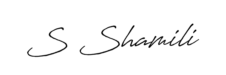 How to make S Shamili name signature. Use Antro_Vectra_Bolder style for creating short signs online. This is the latest handwritten sign. S Shamili signature style 7 images and pictures png