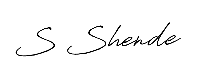 The best way (Antro_Vectra_Bolder) to make a short signature is to pick only two or three words in your name. The name S Shende include a total of six letters. For converting this name. S Shende signature style 7 images and pictures png
