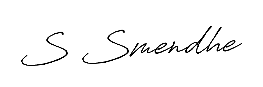 The best way (Antro_Vectra_Bolder) to make a short signature is to pick only two or three words in your name. The name S Smendhe include a total of six letters. For converting this name. S Smendhe signature style 7 images and pictures png