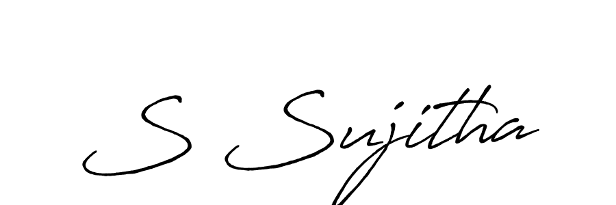 The best way (Antro_Vectra_Bolder) to make a short signature is to pick only two or three words in your name. The name S Sujitha include a total of six letters. For converting this name. S Sujitha signature style 7 images and pictures png