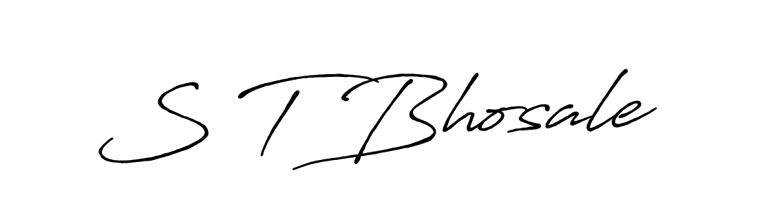 How to make S T Bhosale name signature. Use Antro_Vectra_Bolder style for creating short signs online. This is the latest handwritten sign. S T Bhosale signature style 7 images and pictures png