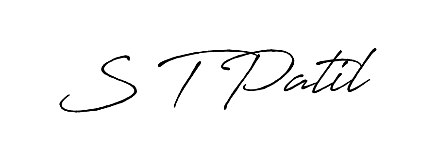 Use a signature maker to create a handwritten signature online. With this signature software, you can design (Antro_Vectra_Bolder) your own signature for name S T Patil. S T Patil signature style 7 images and pictures png