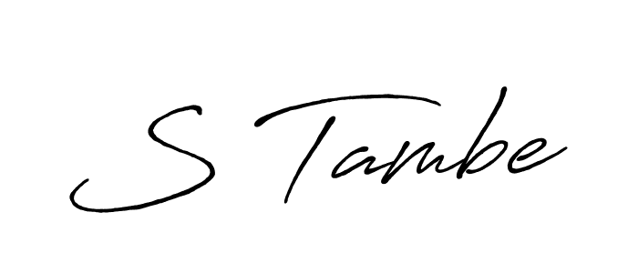 The best way (Antro_Vectra_Bolder) to make a short signature is to pick only two or three words in your name. The name S Tambe include a total of six letters. For converting this name. S Tambe signature style 7 images and pictures png