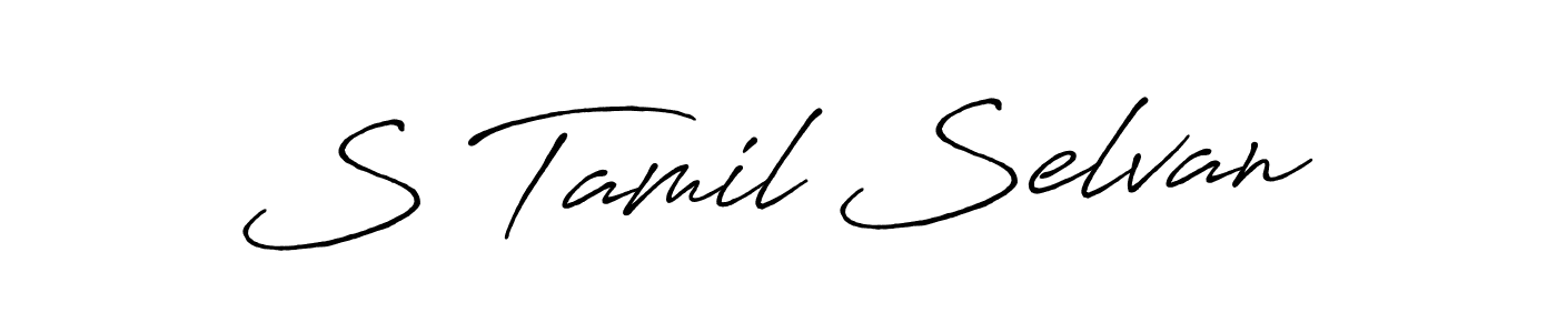 The best way (Antro_Vectra_Bolder) to make a short signature is to pick only two or three words in your name. The name S Tamil Selvan include a total of six letters. For converting this name. S Tamil Selvan signature style 7 images and pictures png