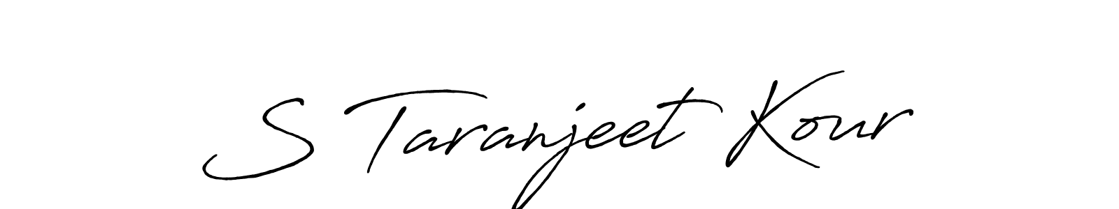 How to make S Taranjeet Kour name signature. Use Antro_Vectra_Bolder style for creating short signs online. This is the latest handwritten sign. S Taranjeet Kour signature style 7 images and pictures png