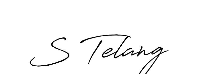 The best way (Antro_Vectra_Bolder) to make a short signature is to pick only two or three words in your name. The name S Telang include a total of six letters. For converting this name. S Telang signature style 7 images and pictures png