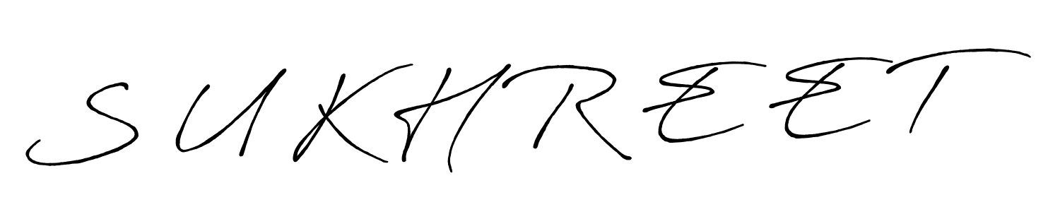 if you are searching for the best signature style for your name S U K H R E E T. so please give up your signature search. here we have designed multiple signature styles  using Antro_Vectra_Bolder. S U K H R E E T signature style 7 images and pictures png