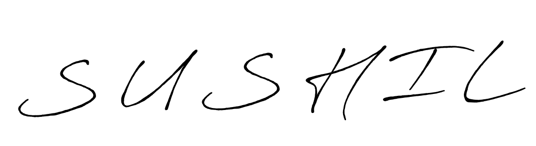 How to make S U S H I L name signature. Use Antro_Vectra_Bolder style for creating short signs online. This is the latest handwritten sign. S U S H I L signature style 7 images and pictures png