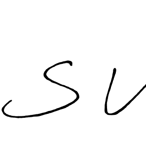 The best way (Antro_Vectra_Bolder) to make a short signature is to pick only two or three words in your name. The name S V include a total of six letters. For converting this name. S V signature style 7 images and pictures png