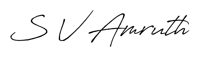 The best way (Antro_Vectra_Bolder) to make a short signature is to pick only two or three words in your name. For converting this name S V Amruth. S V Amruth signature style 7 images and pictures png
