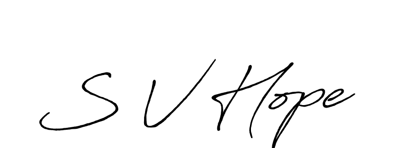 The best way (Antro_Vectra_Bolder) to make a short signature is to pick only two or three words in your name. The name S V Hope include a total of six letters. For converting this name. S V Hope signature style 7 images and pictures png