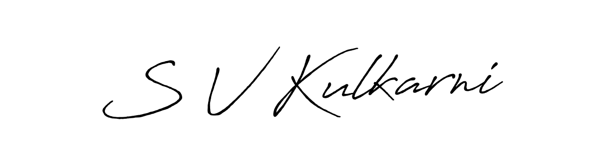 How to make S V Kulkarni name signature. Use Antro_Vectra_Bolder style for creating short signs online. This is the latest handwritten sign. S V Kulkarni signature style 7 images and pictures png